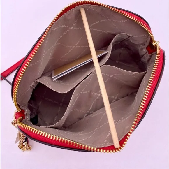 MICHAEL KORS Metallic Dome Crossbody Bright Red Multi - Picture 4 of 7